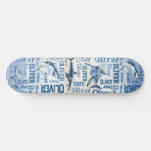 サメパーソナライズされたの襟を持つ少年の名前 スケートボード (横)