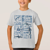 サメパーソナライズされたの襟を持つ少年の名前 Tシャツ (正面)
