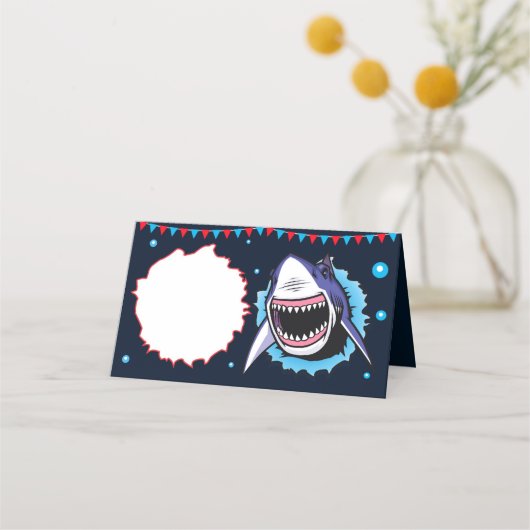 サメパーティーのラベルサメ座席表 プレイスカード (正面)