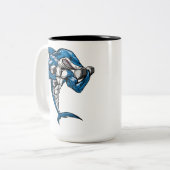 サメフィットネス重量挙げ ツートーンマグカップ (正面左)