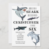 サメプールで泳ぐ誕生日パーティーの招待状 招待状 (正面)