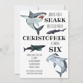 サメプールで泳ぐ誕生日パーティーの招待状 招待状