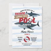 サメプールパーティー楽しい青い水の誕生日招待状 招待状 (正面)