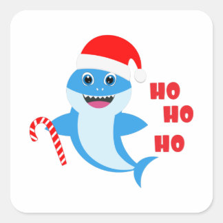 サメベビークリスマスギフト、家族装飾 スクエアシール