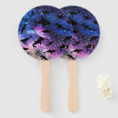 サメモダンの魚間勾配カラフル銀河系宇宙 ハンドファン (正面&裏面)