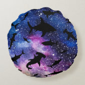 サメモダンの魚間勾配カラフル銀河系宇宙 ラウンドクッション (裏面)