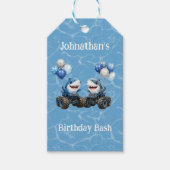 サメモンスタートラック 誕生日パーティーのお礼 ギフトタグ (正面)