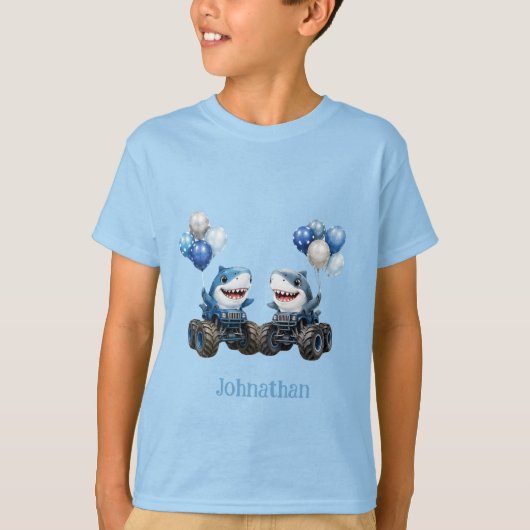 サメモンスタートラック 誕生日パーティー Tシャツ (正面)
