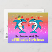 サメユニークパーソナライズされた シーズンポストカード (正面/裏面)