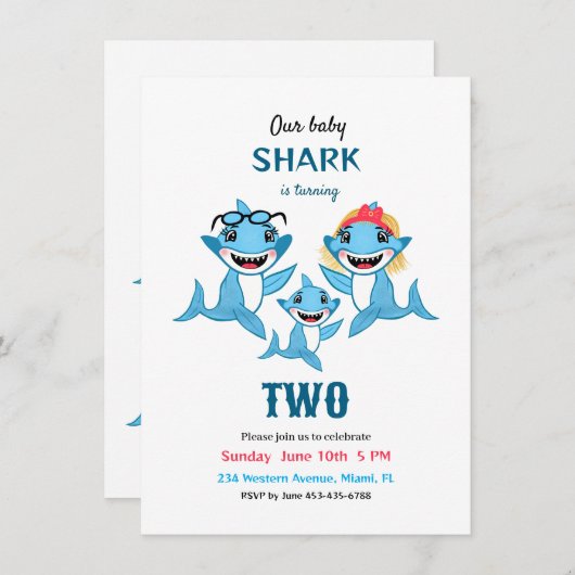 サメ一家 招待状 (正面/裏面)