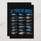 サメ好きのための21種類のサメ 海の動物 セーブザデート (正面/裏面)