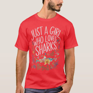 サメ好き女子Tシャツ かわいいデザイン Tシャツ