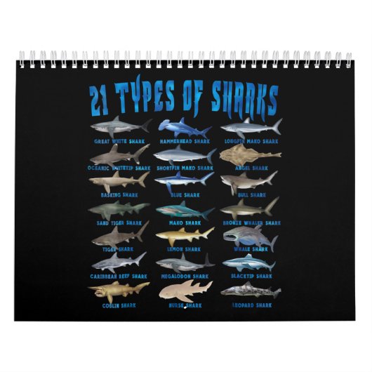 サメ好き21種のサメ海動物 カレンダー (カバー)