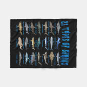 サメ好き21種のサメ海動物 フリースブランケット (正面(横))