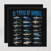 サメ好き21種のサメ海動物 招待状 (正面/裏面)