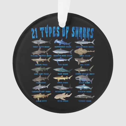 サメ好き21種サメ海動物 オーナメント (正面)
