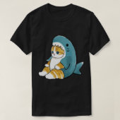 サメ姿のかわいい猫スケッチ Tシャツ (デザイン正面)