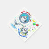 サメ子供の誕生日パーティー スタンダードカクテルナプキン (角)