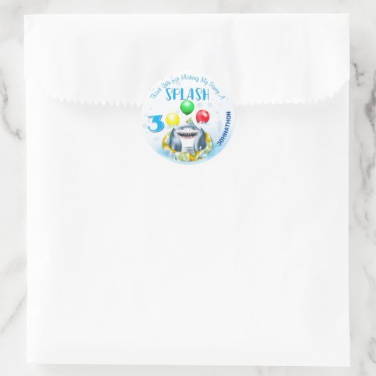 サメ子供の誕生日 ラウンドシール (バッグ)