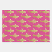 サメ巻き紙フラットシートセット3 ラッピングペーパーシート (正面)