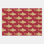 サメ巻き紙フラットシートセット3 ラッピングペーパーシート (正面)