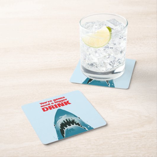 サメ引用文もっと飲み物が欲しいおもしろい スクエアペーパーコースター (インサイチュ)