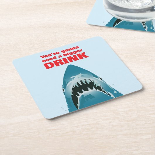 サメ引用文もっと飲み物が欲しいおもしろい スクエアペーパーコースター (アングル)
