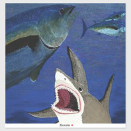 サメ攻撃マグロのステッカー シール