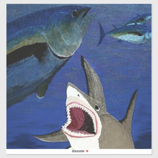 サメ攻撃マグロのステッカー シール (シート)