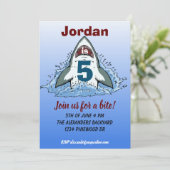 サメ攻撃 |シャーク招待状ボーイズ誕生日 招待状 (スタンド正面)