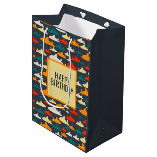 サメ模様 ミディアムペーパーバッグ (正面アングル)