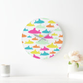 サメ模様 ラージ壁時計 (ホーム)