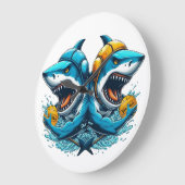 サメ水球時計 ラージ壁時計 (傾斜)