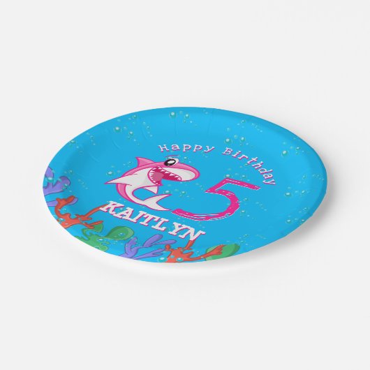 サメ海キッズガールズエイジ誕生日 ペーパープレート (アングル)