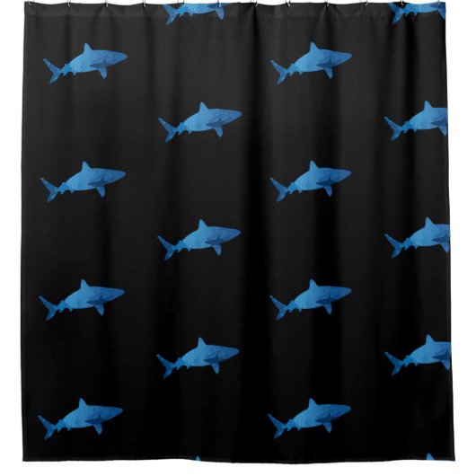 サメ海中景観荒野 シャワーカーテン (正面)