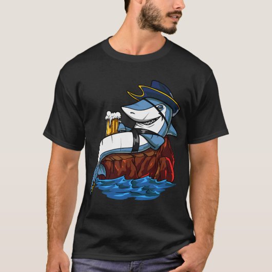 サメ海賊ビールパーティー Tシャツ (正面)