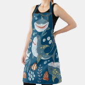 サメ漫画のカワイイイラストレーションブルー エプロン (インサイチュ)