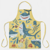 サメ漫画のカワイイローイラストレーション エプロン (正面)