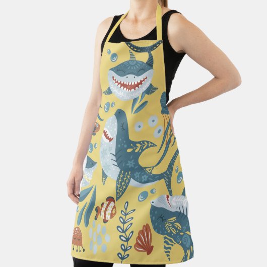 サメ漫画のカワイイローイラストレーション エプロン (インサイチュ)