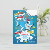 サメ男の赤ちゃんまたは女の子の誕生日パーティーの招待 招待状 (スタンド正面)