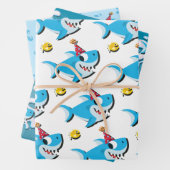 サメ男の赤ちゃんまたは女の子の誕生日パーティー ラッピングペーパーシート (インサイチュ)