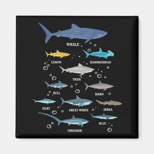 サメ種サメ顔海洋生物学 マグネット (正面)