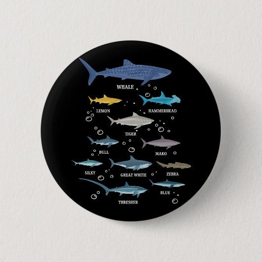 サメ種サメ顔海洋生物学 缶バッジ (正面)