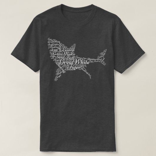 サメ種Word Cloud VNeckのWomens Shark s Tシャツ (デザイン正面)