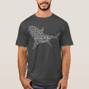 サメ種Word Cloud VNeckのWomens Shark s Tシャツ