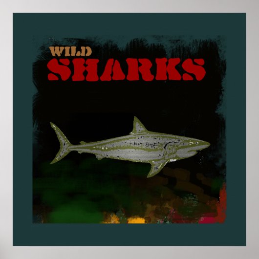 サメ装飾プリント ポスター (正面)