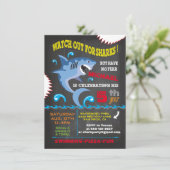 サメ誕生日スイミングパーティの招待状 招待状 (スタンド正面)