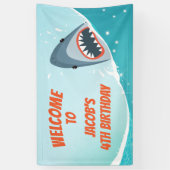 サメ誕生日バナープールパーティー少年海スプラッシュ 横断幕 (縦)