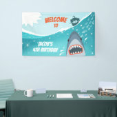 サメ誕生日バナープールパーティー少年海スプラッシュ 横断幕 (トレードショー)