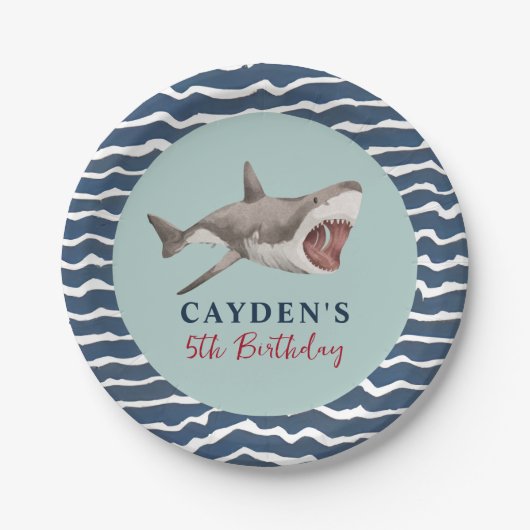 サメ誕生日パーティー ペーパープレート (正面)